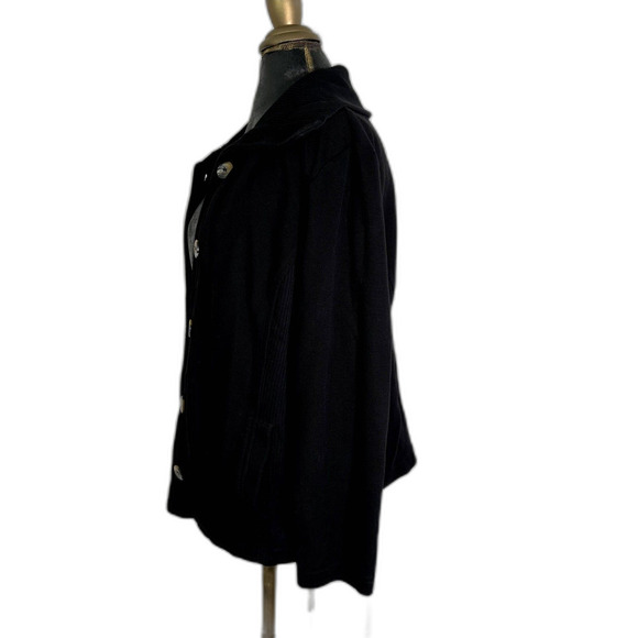 Karen Scott Sport XL Black Cardigan Button Textured Knit Cotton Blend Classic - Picture 2 of 7